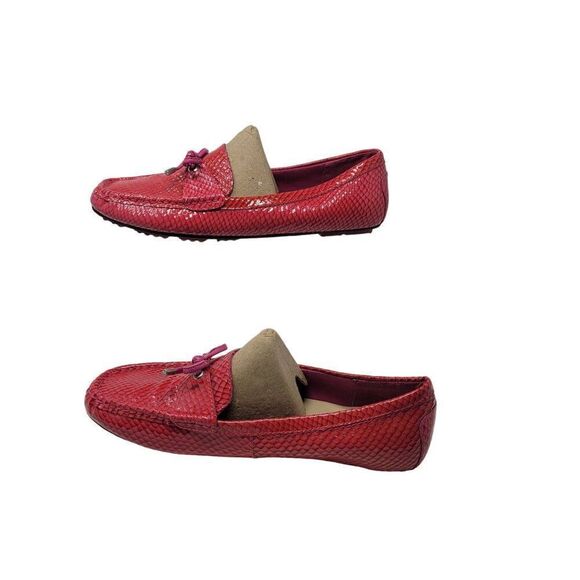 Isaac Mizrahi Leather Boat Shoes Loafers 9.5W Pink Snake Bow Slip On Barbiecore - Picture 9 of 11